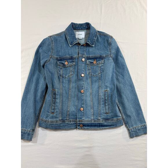 Reworked Denim Jean Jacket Size Medium w/ Heart Appliqué - Picture 2 of 8
